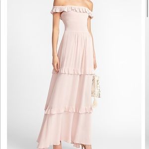 Express Off The Shoulder Ruffle Maxi Dress- size S